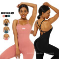 wholesale balck one piece jumpsuit womens sports plus size yoga set woman fitness clothing